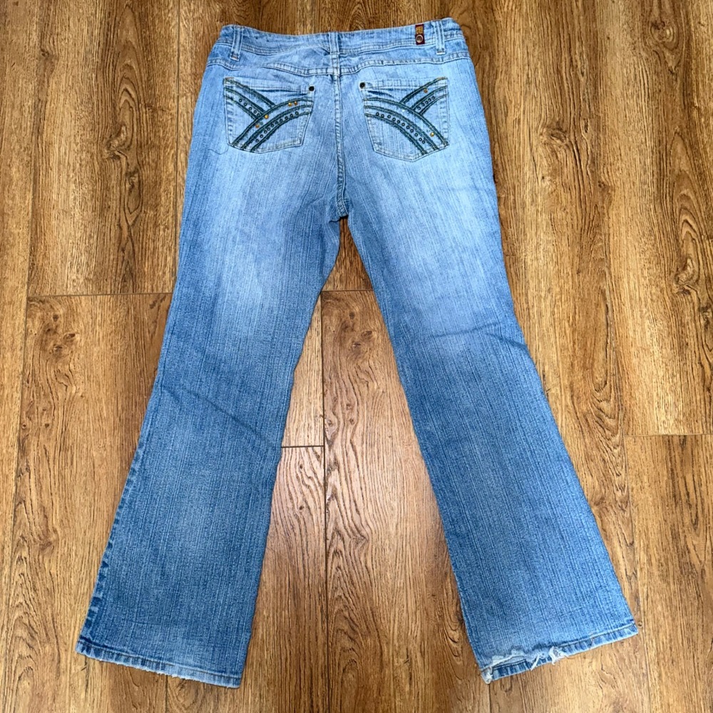 Y2k Zana Di Jeans Womens 14 Blue Denim Bootcut Embroidered Studded Vintage